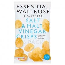 Waitrose Essential Salt and Vinegar Crisps 6 x 25g