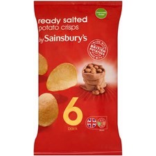 Sainsburys Crisps Ready Salted 6 x 25g