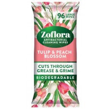 Zoflora Antibacterial Wipes Tulip and Peach Blossom 96 Pack