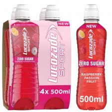 Lucozade Sport Drink Zero Sugar Raspberry and Passionfruit 4X500ml