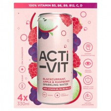 ACTI-VIT Blackcurrant Apple and Raspberry Sparkling Water 4 x 330ml
