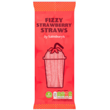 Sainsburys Fizzy Straws Strawberry 70g