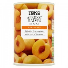 Tesco Apricot Halves In Juice 411g tin