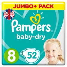 Pampers Baby Dry Nappies Jumbo Size 8 x 52