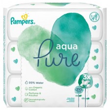 Pampers Aqua Pure Baby Wipes 3 x 70 Pack