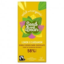 Seed and Bean Organic Dark Chocolate Bar 58% Lemon and Cardamom 85g 
