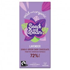 Seed and Bean Organic Extra Dark Chocolate Bar 72% Lavender 85g