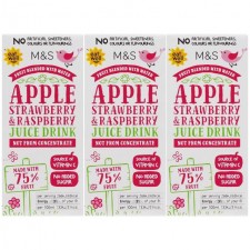 Marks and Spencer Apple and Raspberry Juice Drink 3 x 200ml