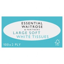 Waitrose Essential Large Soft White Tissues 100 Sheets