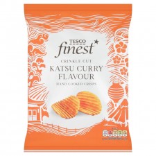 Tesco Finest Crinkle Cut Katsu Curry Flavour Hand Cooked Crisps 150g