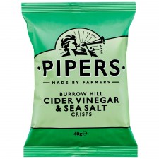 Retail Pack Pipers Burrow Hill Cider Vinegar and Sea Salt Crisps 24 x40g