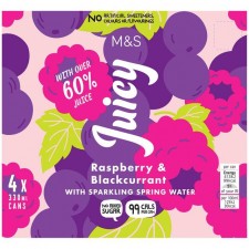 Marks and Spencer Raspberry and Blackberry Sparkling Spring Water 4 x 330ml