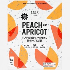 Marks and Spencer Peach and Apricot Sparkling Spring Water 4 x 330ml