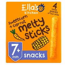 Ellas Kitchen Organic Sweetcorn and Carrot Melty Sticks 4 x 6g
