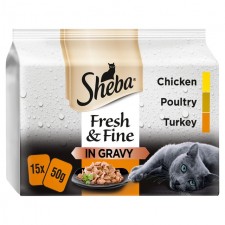 Sheba Fresh and Fine Cat Pouches Poultry Collection in Gravy 15 x 50g