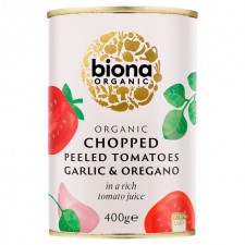 Biona Organic Chopped Tomatoes with Garlic and Oregano 400g