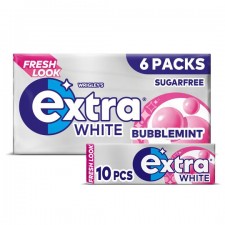 Wrigleys Extra White Bubblemint Gum 6 Pack