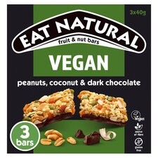 Eat Natural Simply Vegan Peanuts Coconut and Chocolate Bars 3 Pack