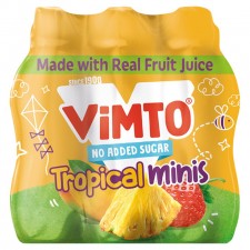 Vimto No Added Sugar Tropical Minis Mixed Fruit Juice Drink 6 x 250ml