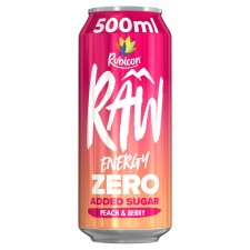 Rubicon Raw Zero Added Sugar Peach and Berry Energy Drink 500ml