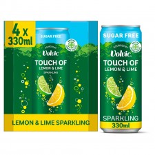 Volvic Touch of Lemon and Lime Sparkling Sugar Free Flavoured Water 4 x 330ml