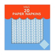 Marks and Spencer Blue Gingham Paper Napkins 20 per pack