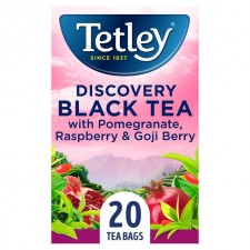 Tetley Discovery Black Tea with Pomegranate Raspberry and Goji Berry 20 Teabags