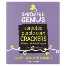 Sprouted Genius Purple Corn Crackers with Sea Salt and Black Pepper 90g