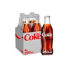 Coca Cola Diet 4 x 250ml Glass Bottles