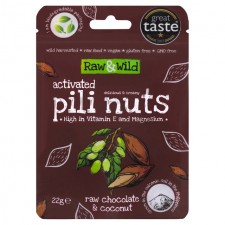 Raw and Wild Activated Pili Nuts Organic Raw Chocolate and Coconut 22g