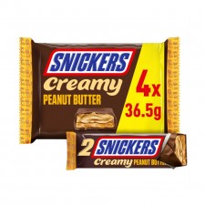 Snickers Creamy Peanut Butter and Milk Chocolate Duo Bars 4 Pack