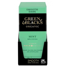 Retail Pack Green and Blacks Smooth Mint 50% Dark Chocolate Bar 15 x 90G