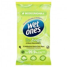 Wet Ones Cleansing Antibacterial Wipes Zingy 12 Pack
