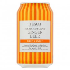 Tesco No Added Sugar Ginger Beer 330ml Can