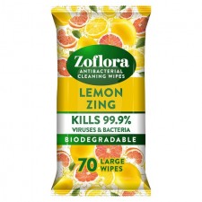 Zoflora Antibacterial Wipes Lemon Zing 70 Pack
