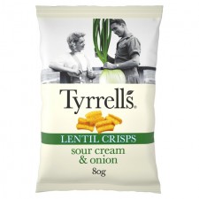 Tyrrells Lentil Sharing Crisps Sour Cream and Onion 80g
