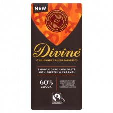 Divine 60% Dark Chocolate with Pretzel and Caramel 90g