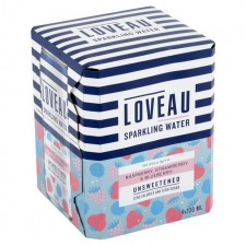 Loveau Sparkling Water Infused with Raspberry Strawberry and Blueberry 4x330ml