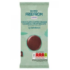 Sainsburys Deliciously Free From Chocolate Coated Orange Cookies and Cream Biscuits 192g