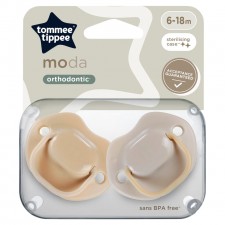 Tommee Tippee Moda Orthodontic 6-18m Soothers 2 Pack Beige