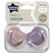 Tommee Tippee Moda Orthodontic 2 Pack Soothers 18-36m Purple Pink