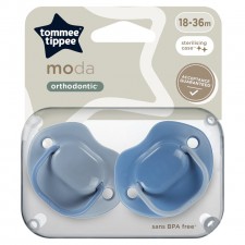 Tommee Tippee Moda Orthodontic 2 Pack Soothers 18-36m Blue