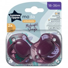 Tommee Tippee Moda Orthodontic 2 Pack Soothers 18-36m Midnight Jungle