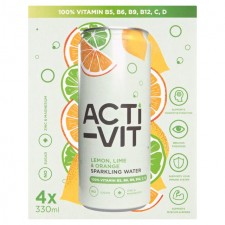 ACTI-VIT Lemon Lime and Orange Sparkling Water 4 x 330ml