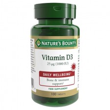 Natures Bounty Vitamin D3 Supplement Tablets 25ug 1000IU 100 per pack