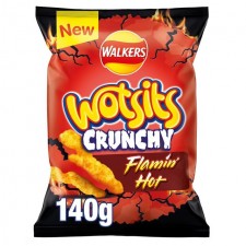 Walkers Wotsits Crunchy Flamin Hot Snacks 140g