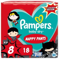 Pampers Baby Dry Nappy Pants Dc Super Hero Size 8 with 18 Nappies