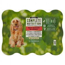 Sainsburys Complete Nutrition Adult Dog Food Meat Selection in Gravy 12 x 400g