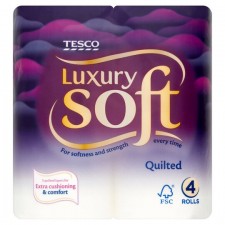 Tesco Luxury Soft Toilet Tissue Quilted 4 Roll