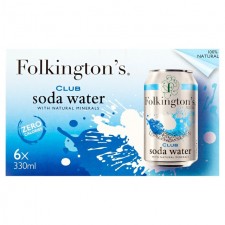 Folkingtons Club Soda Water 6 x 330ml Cans